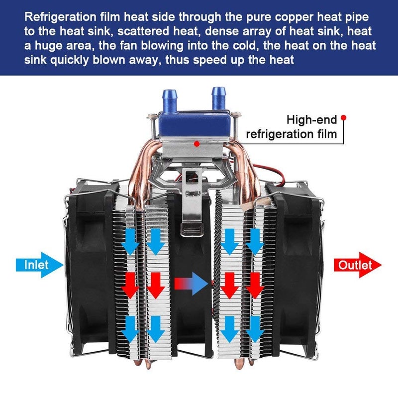 Hilitand DC 12V Thermoelectric Cooler Peltier System Semiconductor Refrigeration Water Chiller Cooling Device for Fish (180W for 40L) - Image 2